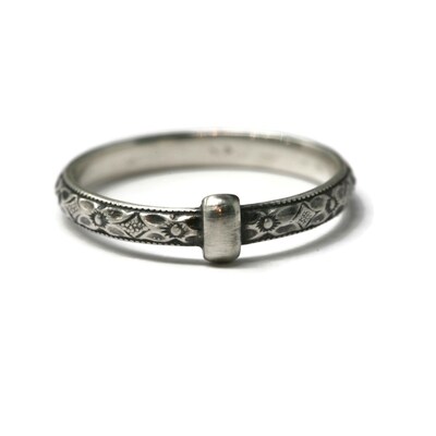 Outlander Celtic Style 925 Sterling Silver Diamond Flower Pattern Band by Salish Sea Inspirations - image1